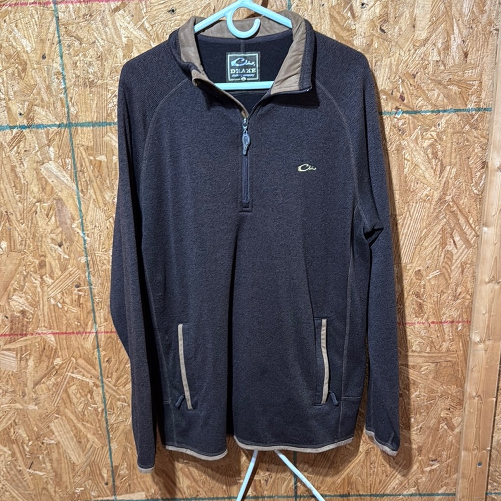 Drake Black and Tan Zip Up Sweater with Stand-Up Collar